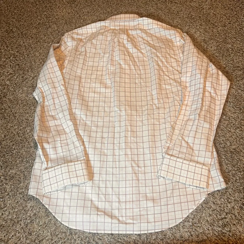 Banana Republic Non Iron Classic‎ Fit Men's Dress Shirt White Pink Grid Check M